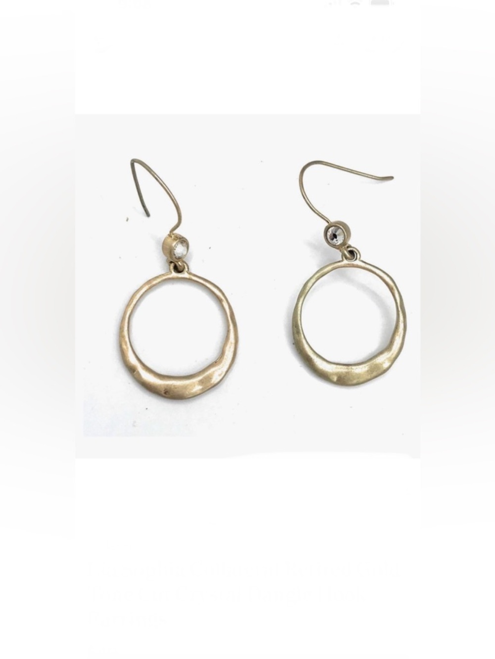 Lia Sophia Collateral Retired Gold Tone Cut Crystal Dangle Hook Earrings